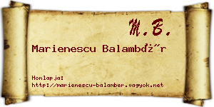 Marienescu Balambér névjegykártya